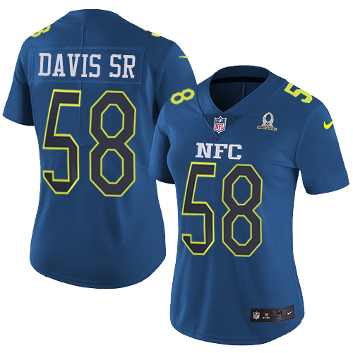 Nike Panthers #58 Thomas Davis Sr Navy Women's Stitched NFL Limited NFC Pro Bowl Jersey - Click Image to Close